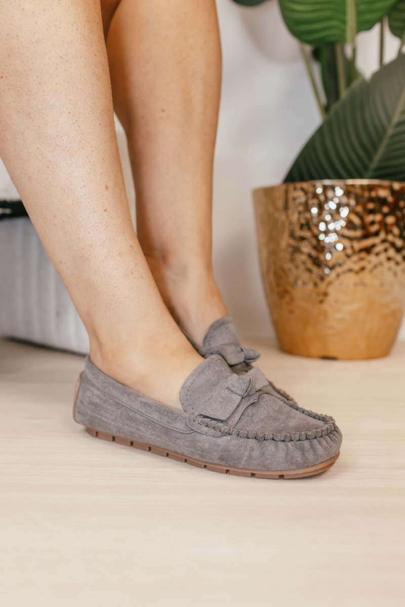 Corky's Grey Faux Suede Driving Miss Daisy Flats