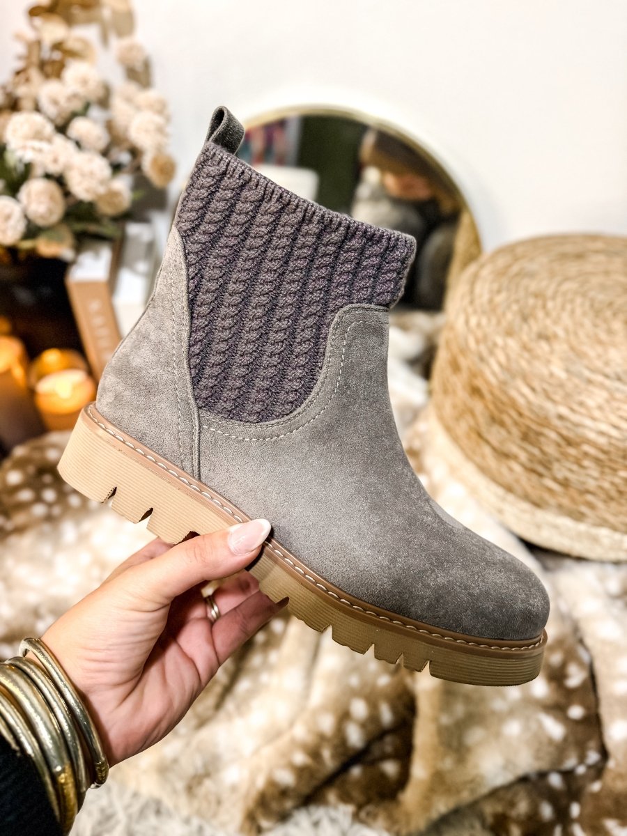 Corky's Grey Faux Suede Keep Me Warm Boots - Macoma Boutique303 Mules & Boots
