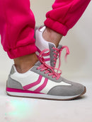 Corky's Grey Pink Combo Kickoff Sneakers - Macoma Boutique301 Sneakers