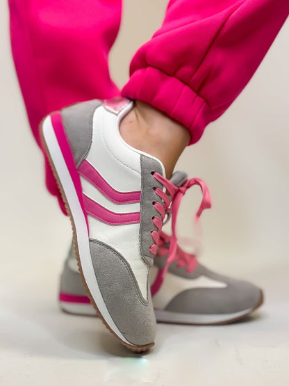 Corky's Grey Pink Combo Kickoff Sneakers - Macoma Boutique301 Sneakers