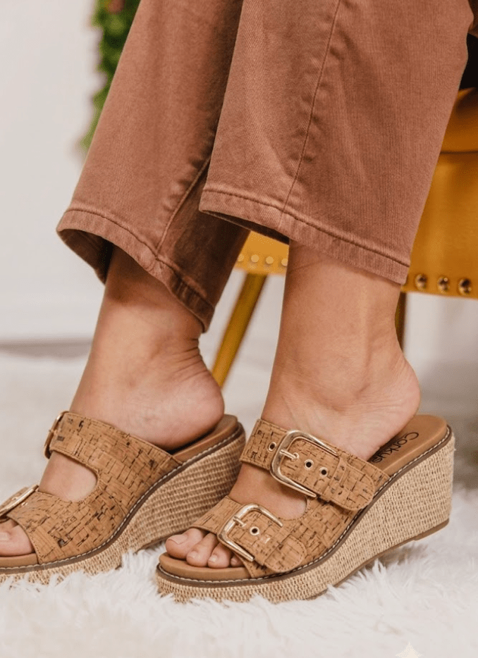 Corky's Honey Cork Double Dare Wedges - Macoma Boutique302 Wedges & Heels