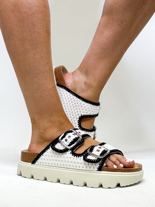 Corky's Ivory Black Rumor Has It Sandals - Macoma Boutique304 Sandals