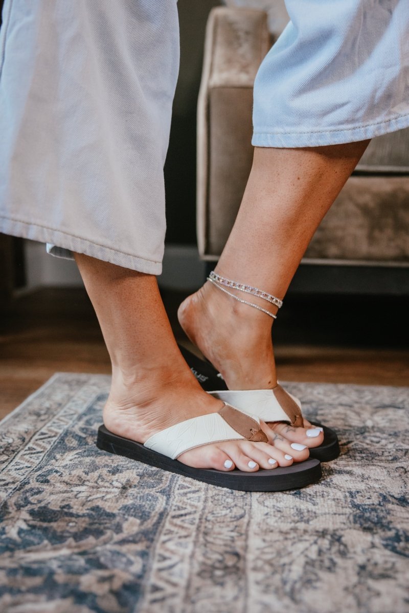 Corky's Ivory Flower Emboss Summer Break Sandals - Macoma Boutique304 Sandals