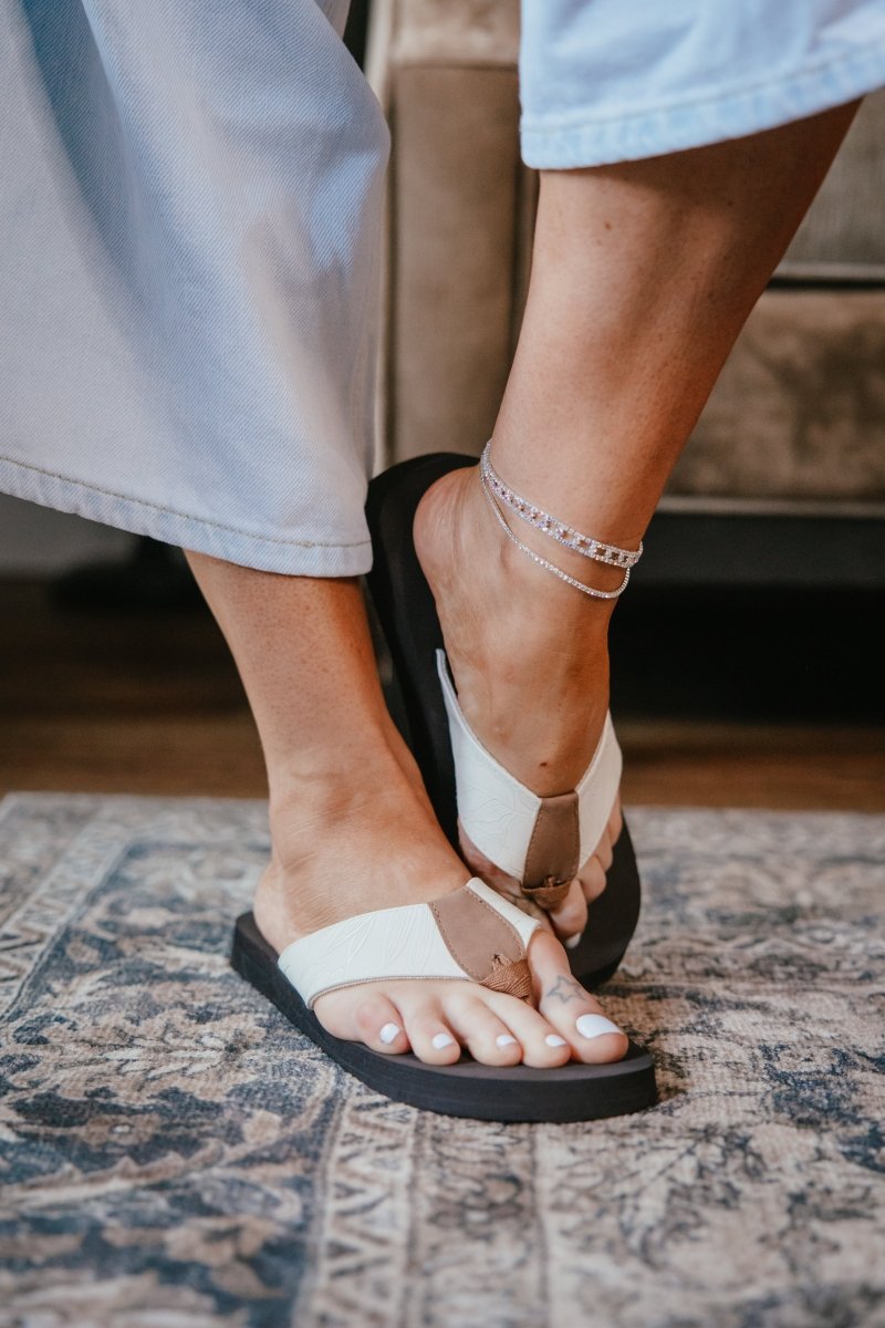 Corky's Ivory Flower Emboss Summer Break Sandals - Macoma Boutique304 Sandals