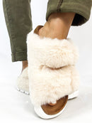 Corky's Ivory Fur Hearsay Sandals - Macoma Boutique304 Sandals
