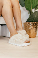 Corky's Ivory Fur Hearsay Sandals - Macoma Boutique304 Sandals