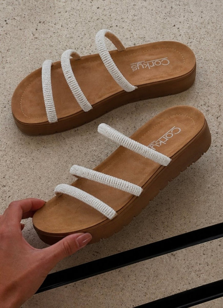 Corky's Ivory Multi Striptease Sandals - Macoma Boutique304 Sandals