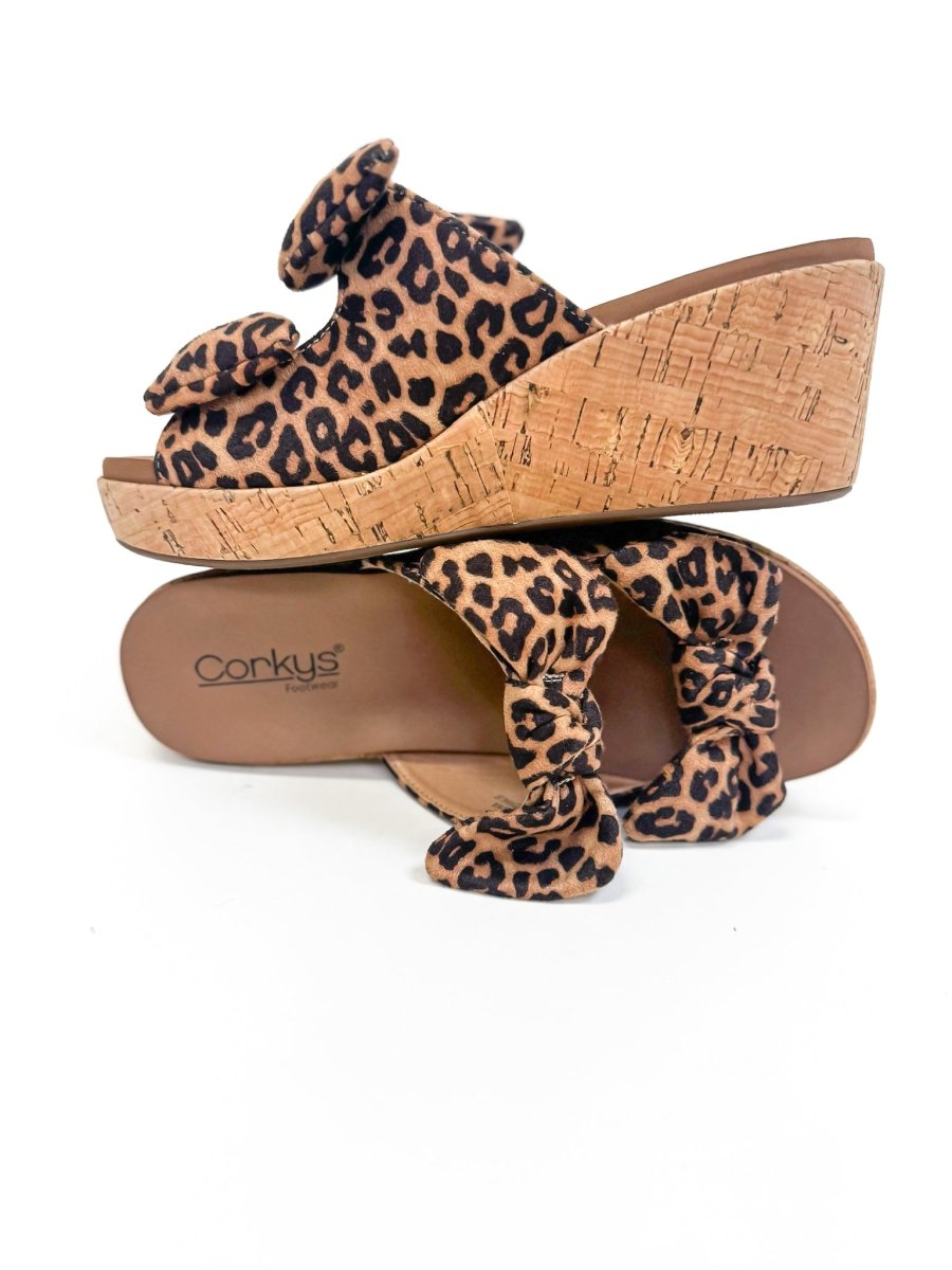 Corky's Leopard Bowed Up Sandals - Macoma Boutique302 Wedges & Heels