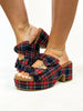 Corky's Navy Plaid Put A Bow On It Heels - Macoma Boutique302 Wedges & Heels