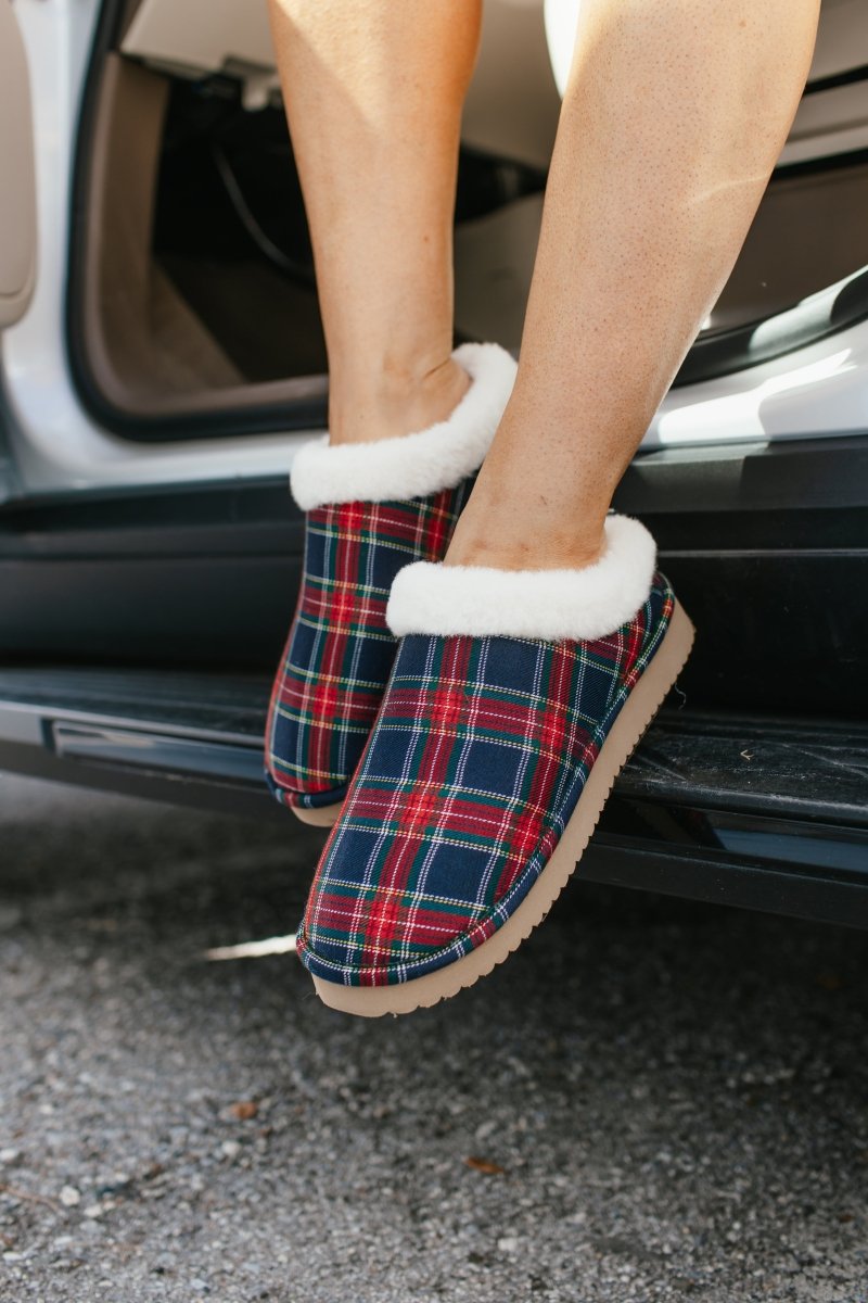 Corky's Navy Plaid Sleepyhead Shoes