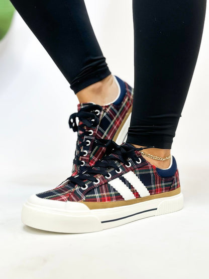Corky's Navy Plaid That's Her Sneakers - Macoma Boutique301 Sneakers