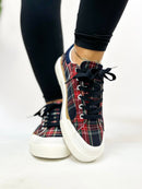Corky's Navy Plaid That's Her Sneakers - Macoma Boutique301 Sneakers