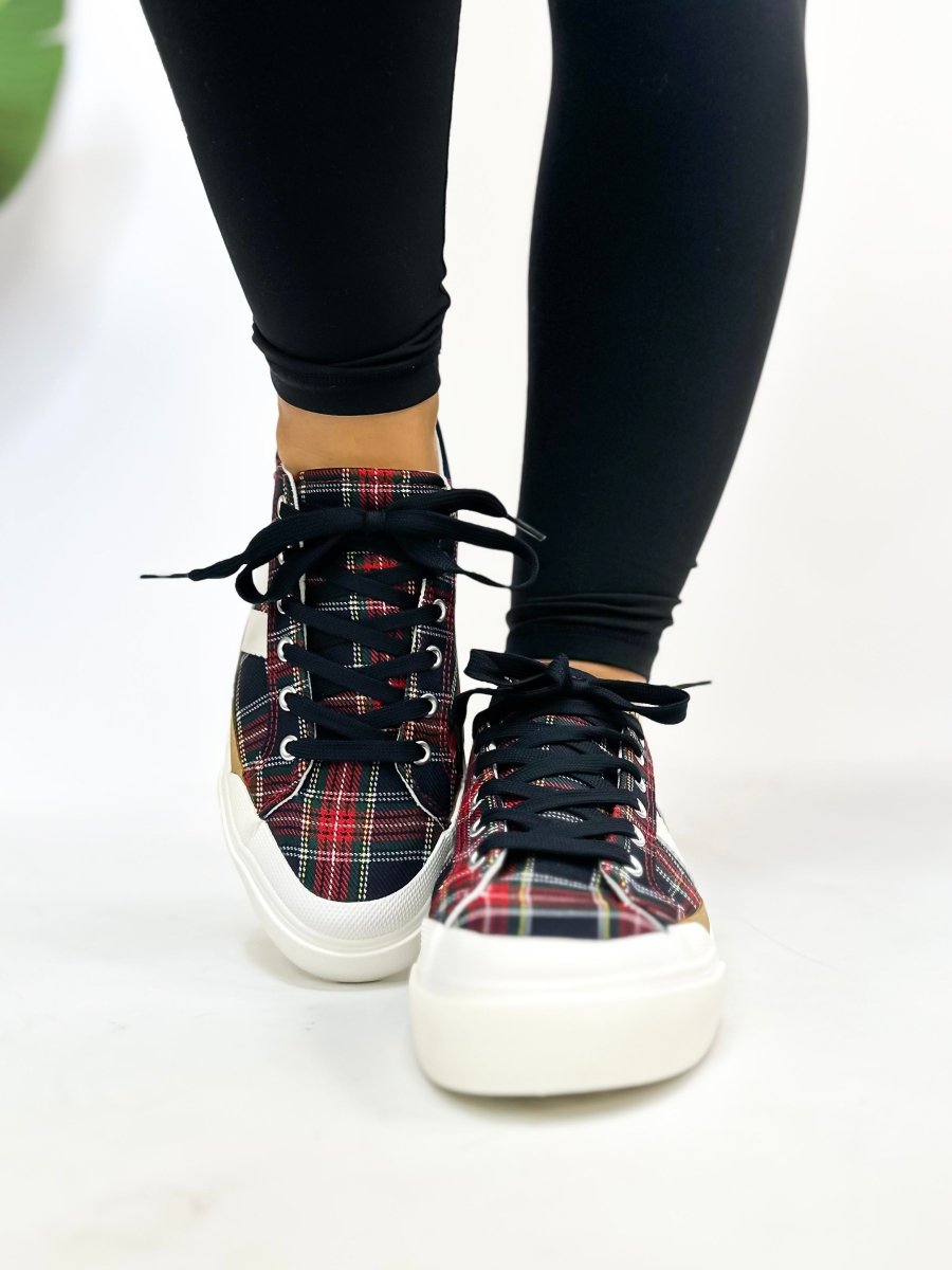 Corky's Navy Plaid That's Her Sneakers - Macoma Boutique301 Sneakers