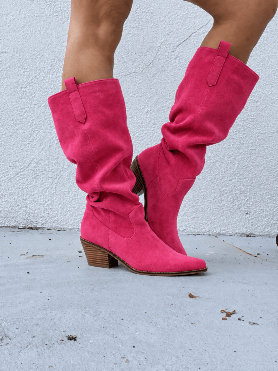 Corky's Pink Faux Suede City Slicker Boots - Macoma Boutique303 Mules & Boots