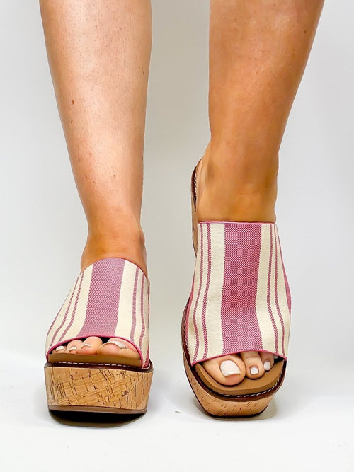 Corky's Pink Natural Stripe 2 Mugshot Shoes - Macoma Boutique302 Wedges & Heels