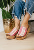 Corky's Pink Natural Stripe 2 Mugshot Shoes - Macoma Boutique302 Wedges & Heels