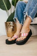Corky's Pink Natural Stripe Take A Dip Sandals - FINAL SALE - Macoma Boutique304 Sandals