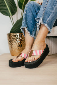 Corky's Pink Natural Stripe Take A Dip Sandals - FINAL SALE