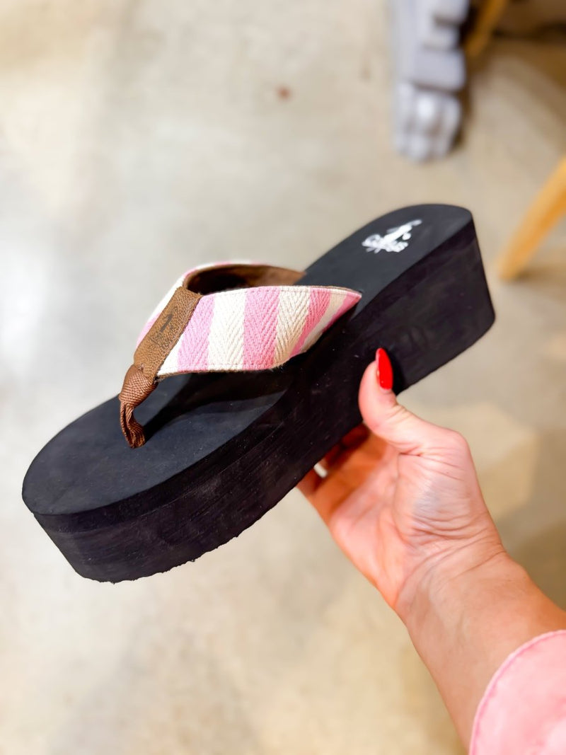 Corky's Pink Natural Stripe Take A Dip Sandals - FINAL SALE