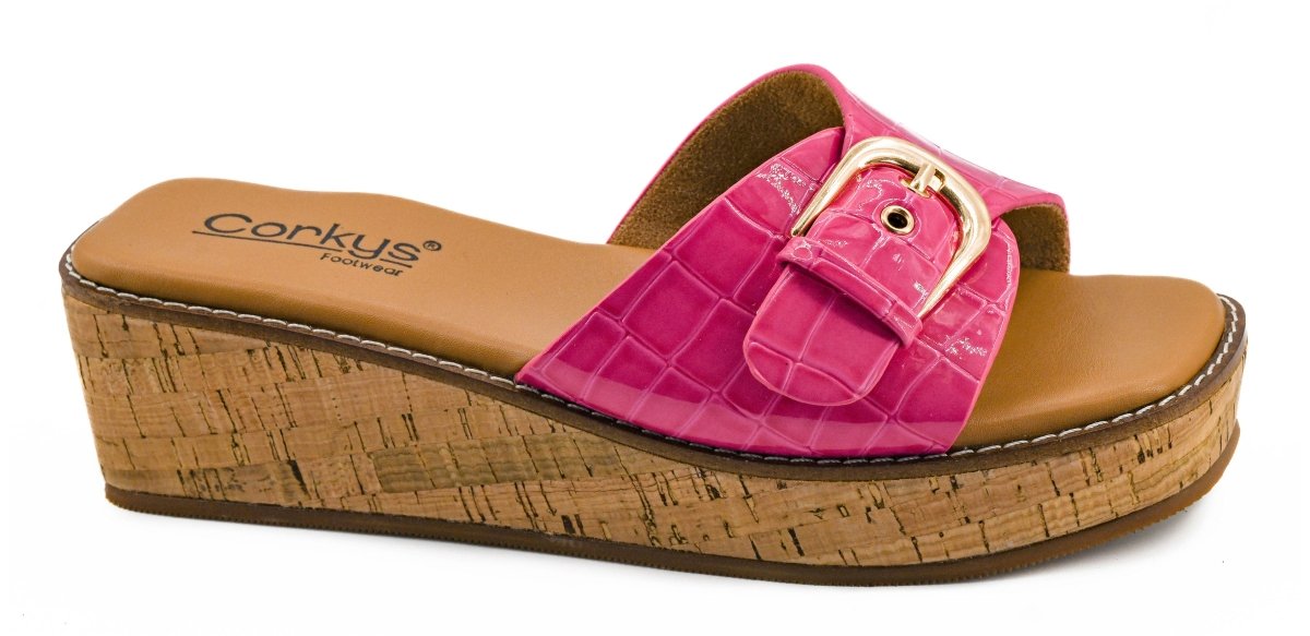Corky's Pink Patent Croco Reality Sandals - Macoma Boutique304 Sandals
