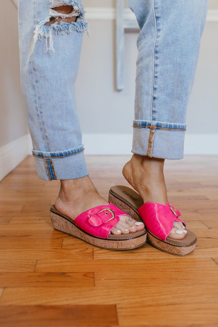 Corky's Pink Patent Croco Reality Sandals - Macoma Boutique304 Sandals