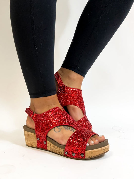 Corky's Red Chunky Glitter Refreshing Sandals - FINAL SALE - Macoma Boutique302 Wedges & Heels
