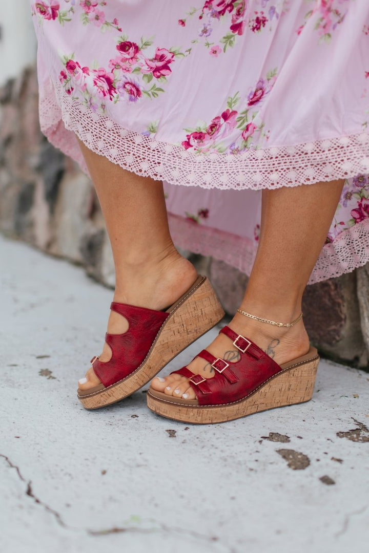 Corky's Red Crinkle Don't Mind Me Wedges - Macoma Boutique302 Wedges & Heels