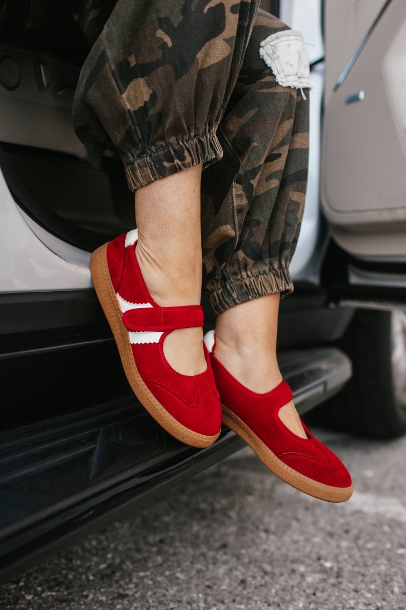 Corky's Red Faux Suede Calm Down Sneakers - Macoma Boutique301 Sneakers