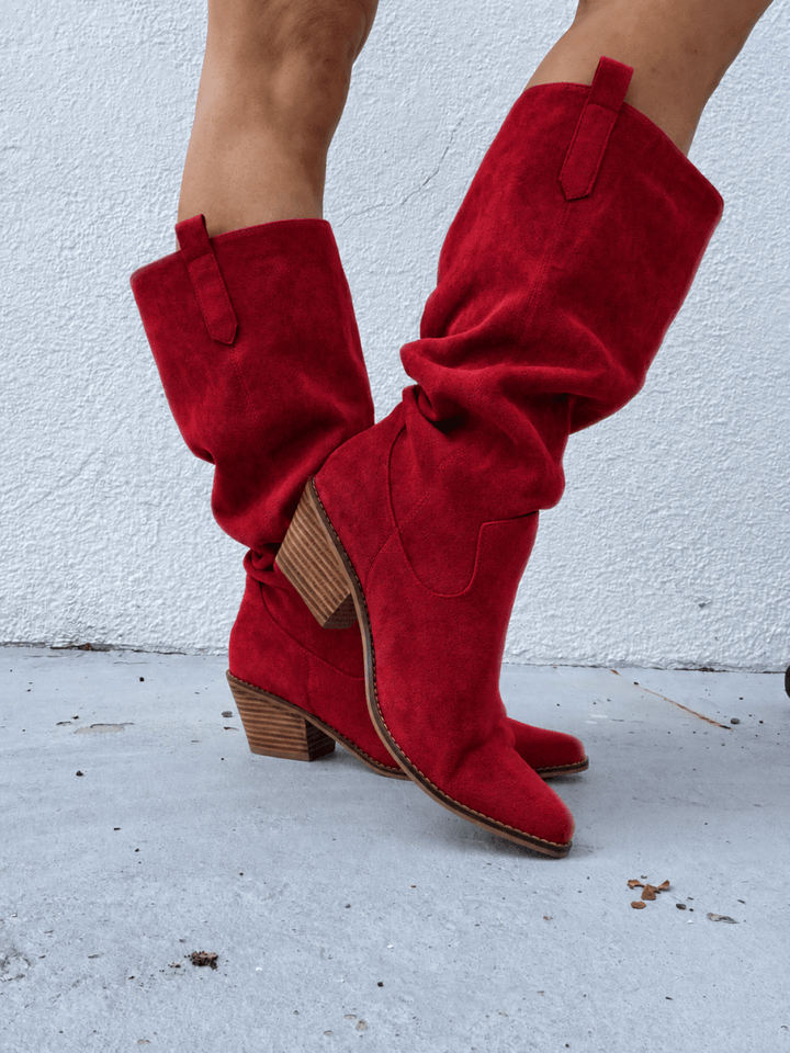 Corky's Red Faux Suede City Slicker Boots - Macoma Boutique303 Mules & Boots