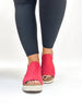 Corky's Red Faux Suede Pose Wedges FINAL SALE - Macoma Boutique302 Wedges & Heels