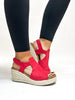 Corky's Red Faux Suede Pose Wedges FINAL SALE - Macoma Boutique302 Wedges & Heels