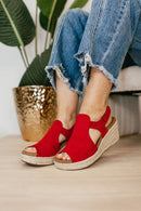 Corky's Red Faux Suede Pose Wedges FINAL SALE - Macoma Boutique302 Wedges & Heels