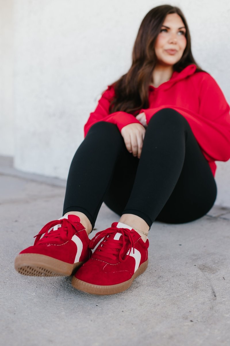 Corky's Red Faux Suede Spoiler Alert Sneakers