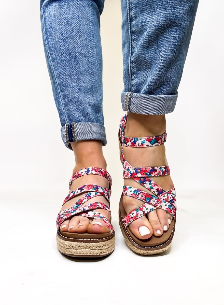 Corky's Red Mini Floral All Nighter Wedges FINAL SALE
