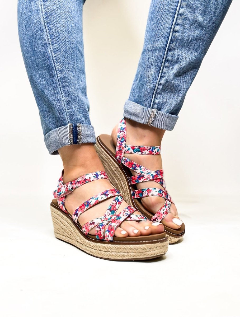 Corky's Red Mini Floral All Nighter Wedges FINAL SALE