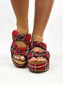 Corky's Red Plaid Put A Bow On It Heels - Macoma Boutique302 Wedges & Heels