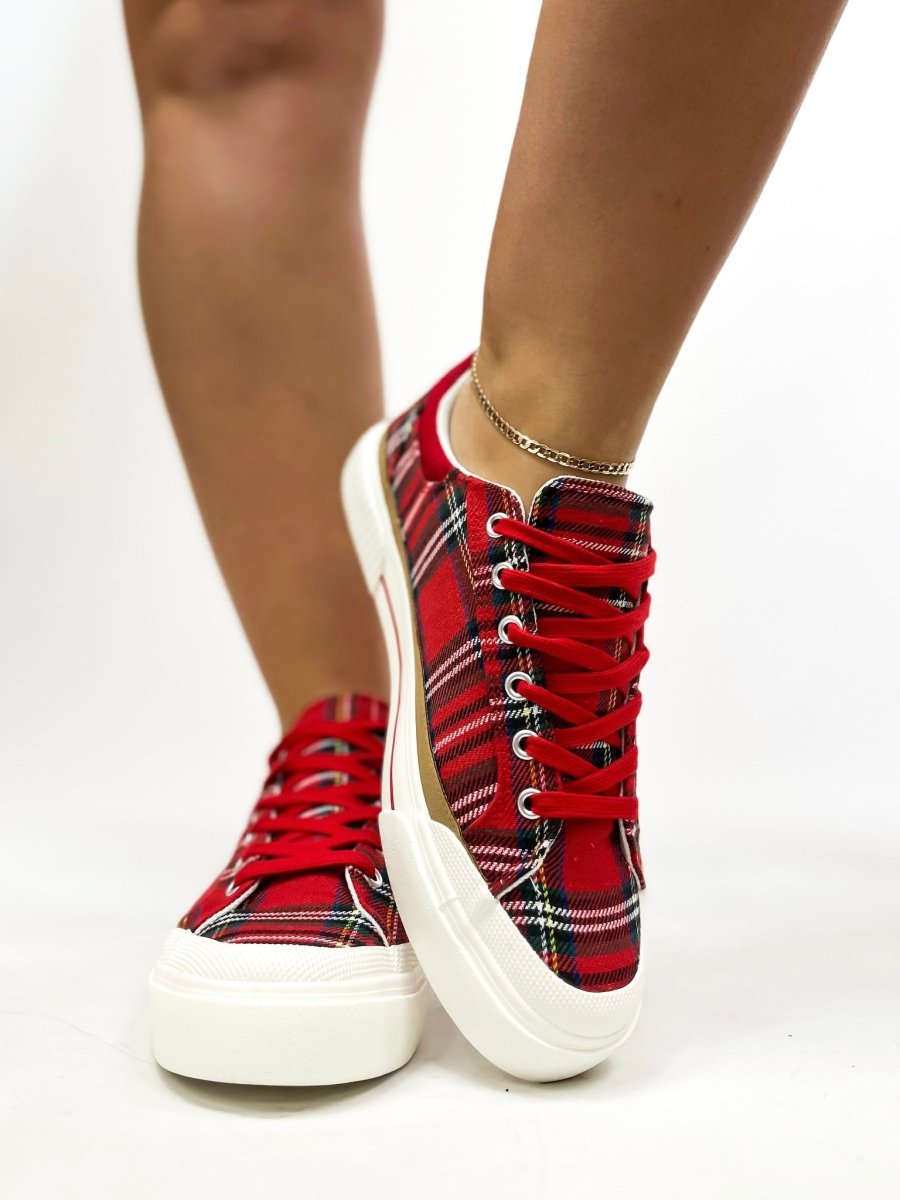 Corky's Red Plaid That's Her Sneakers - Macoma Boutique301 Sneakers