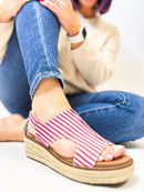 Corky's Red White Stripe Ready or Not Wedges FINAL SALE - Macoma Boutique302 Wedges & Heels