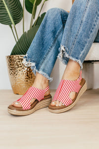 Corky's Red White Stripe Ready or Not Wedges FINAL SALE