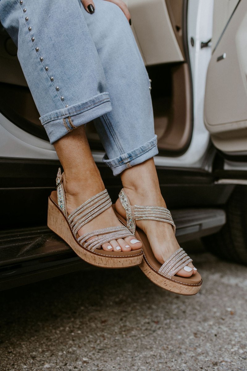 Corky's Rhinestone About Last Night Wedges