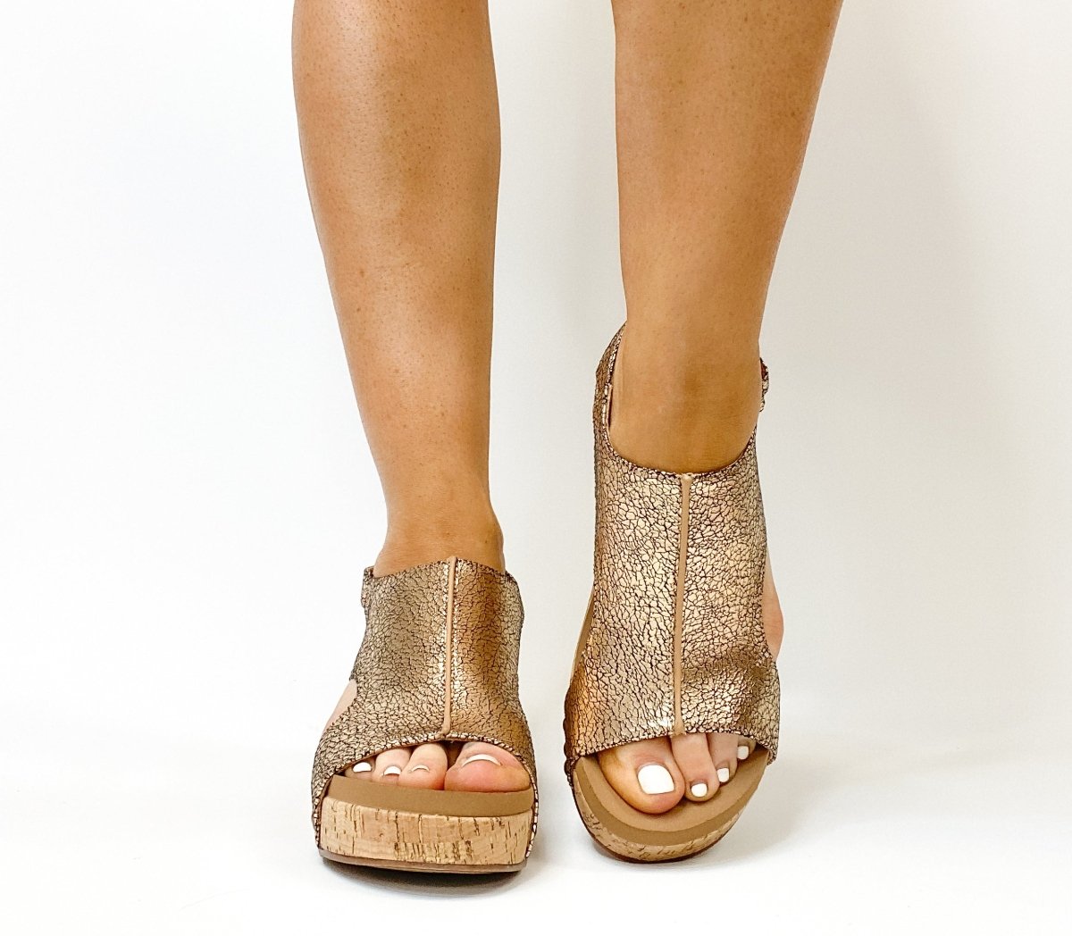 Corky's Rose Gold Crackle Carley Sandals - Macoma Boutique302 Wedges & Heels