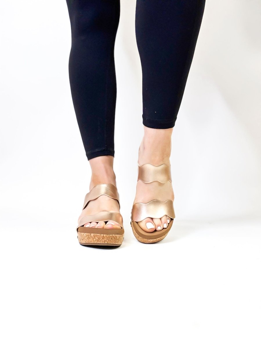 Corky's Rose Gold Obviously Sandals - Macoma Boutique302 Wedges & Heels