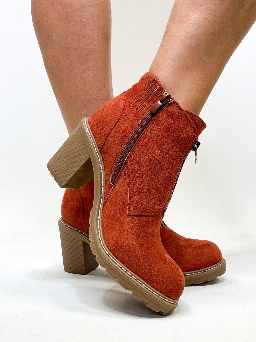 Corky's Rust Faux Suede Graham Cracker Boots - Macoma Boutique303 Mules & Boots