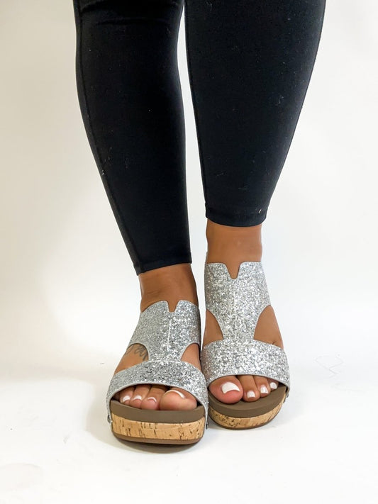 Corky's Silver Chunky Glitter Refreshing Sandals - FINAL SALE - Macoma Boutique302 Wedges & Heels