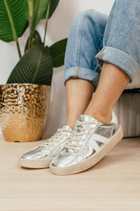 Corky's Silver Crinkle Metallic Friend Zone Sneakers