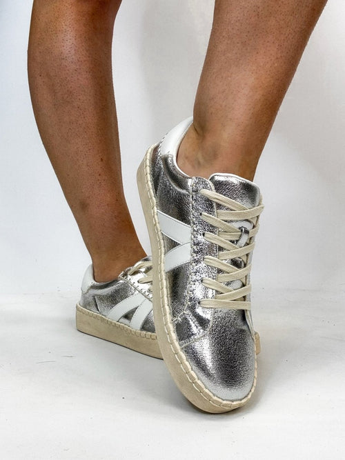 Corky's Silver Crinkle Metallic Friend Zone Sneakers - Macoma Boutique301 Sneakers