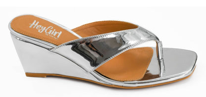 Corky's Silver Mirror Metallic Dock Party Sandals - Macoma Boutique302 Wedges & Heels