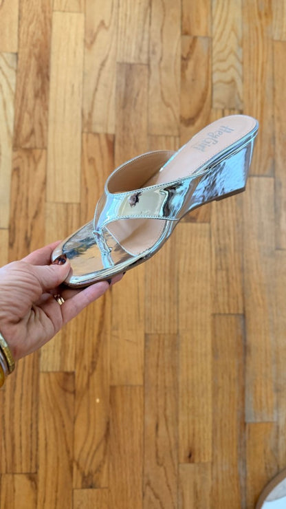 Corky's Silver Mirror Metallic Dock Party Sandals - Macoma Boutique302 Wedges & Heels