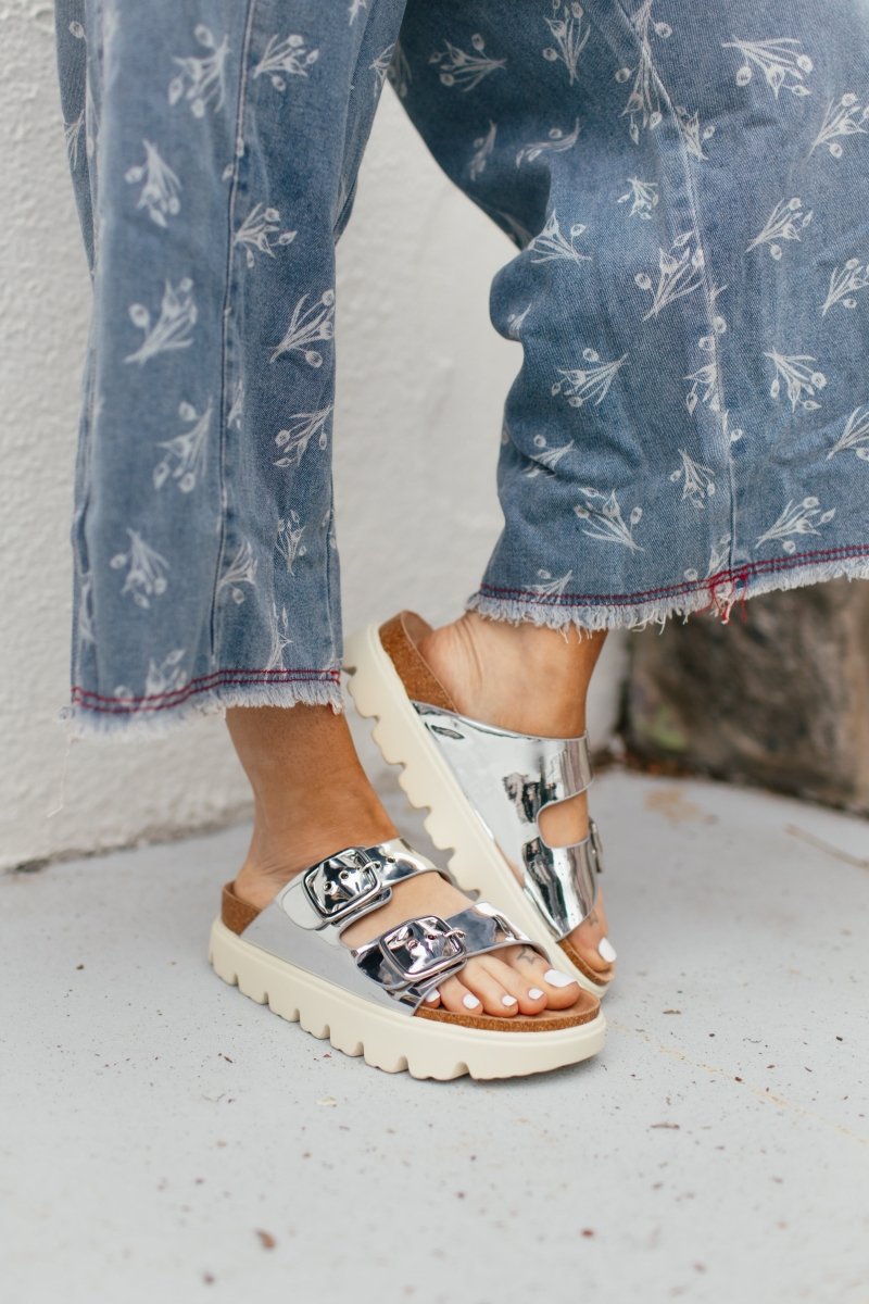 Corky's Silver Mirror Metallic Rumor Has It Sandals - Macoma Boutique304 Sandals