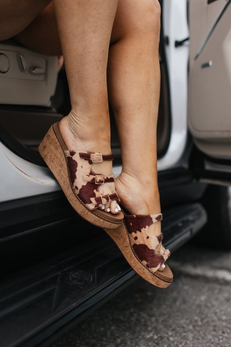 Corky's Tan Brown Cow Dont Mind Me Wedges - Macoma Boutique302 Wedges & Heels